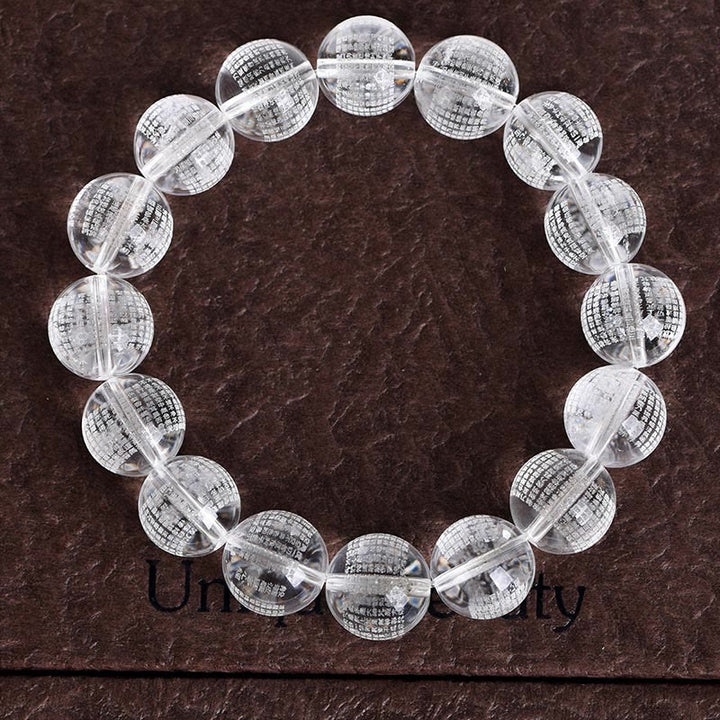 Braccialetto di protezione in cristallo bianco naturale Buddha Stones Heart Sutra