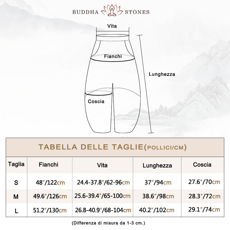 Pantaloni in cotone e lino con Buddha Stones , pantaloni harem larghi, pantaloni da yoga zen tai chi da donna - image 3