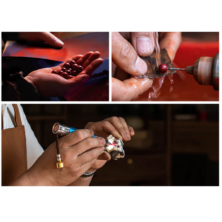 Braccialetto intrecciato in corda rossa con carattere Fu PiXiu, fatto a mano, in cinabro con manico Ruyi Buddha Stones