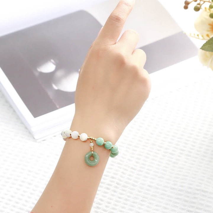 Buddha Stones Jade Trochus Horseshoe Snail Peace Buckle Charm Abbondanza Bracciale