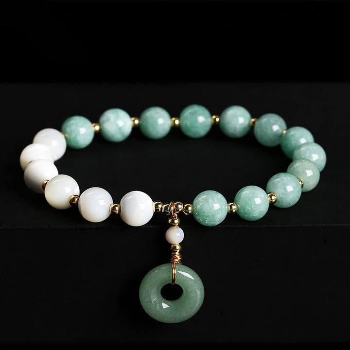 Buddha Stones Jade Trochus Horseshoe Snail Peace Buckle Charm Abbondanza Bracciale