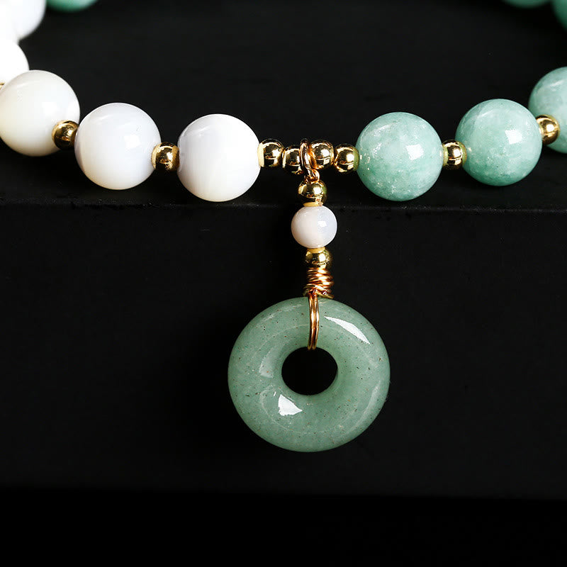 Buddha Stones Jade Trochus Horseshoe Snail Peace Buckle Charm Abbondanza Bracciale