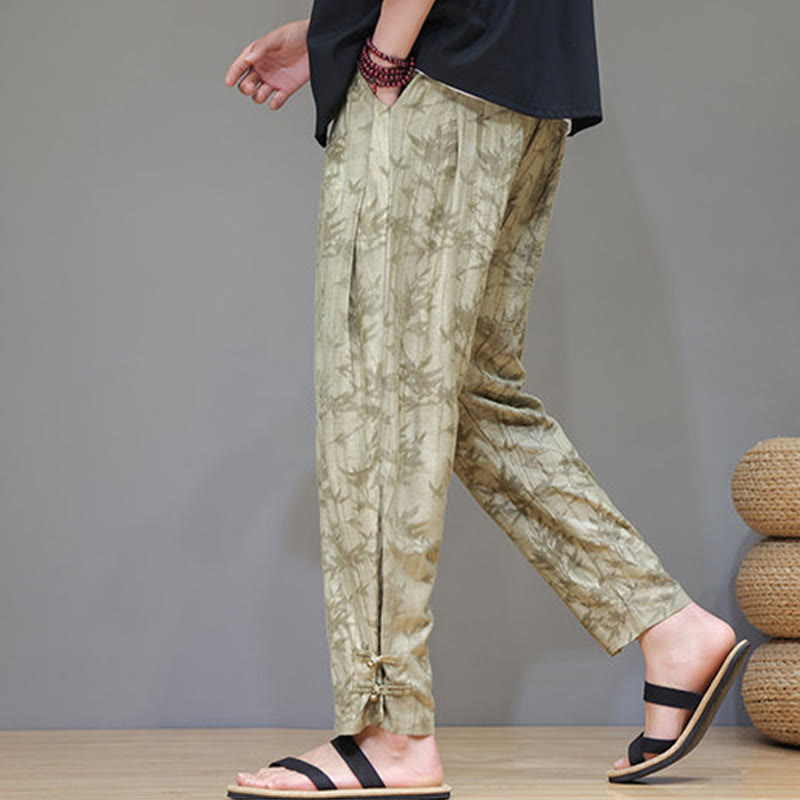 Pantaloni da uomo con coulisse e bottone alla caviglia in bambù Buddha Stones con tasche
