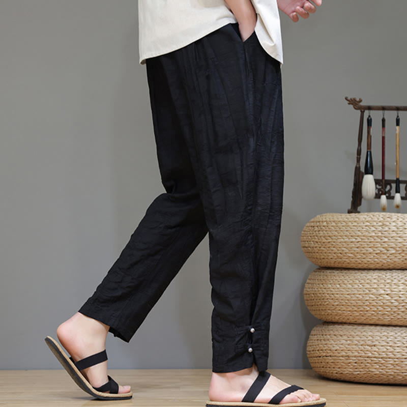 Pantaloni da uomo con coulisse e bottone alla caviglia in bambù Buddha Stones con tasche