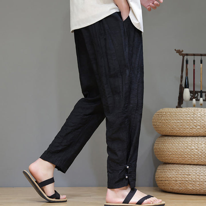 Pantaloni da uomo con coulisse e bottone alla caviglia in bambù Buddha Stones con tasche