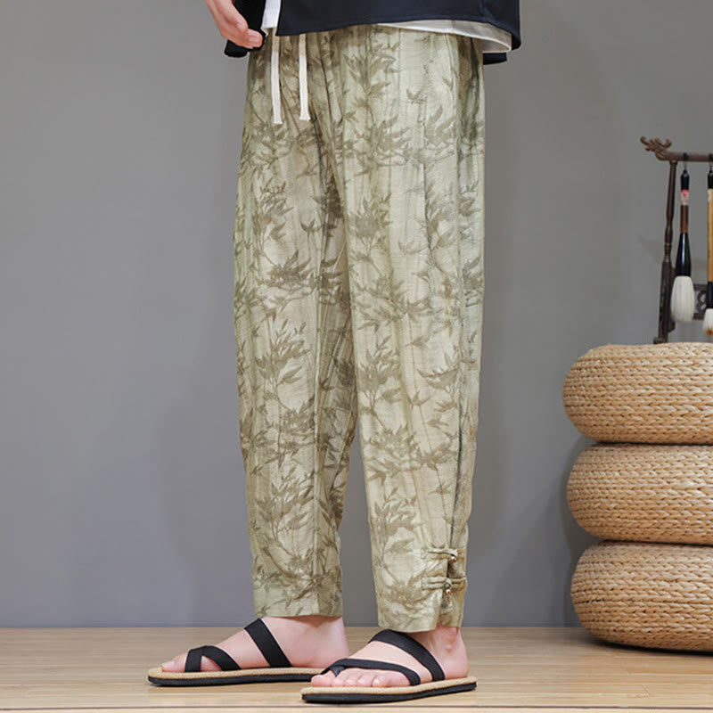 Pantaloni da uomo con coulisse e bottone alla caviglia in bambù Buddha Stones con tasche