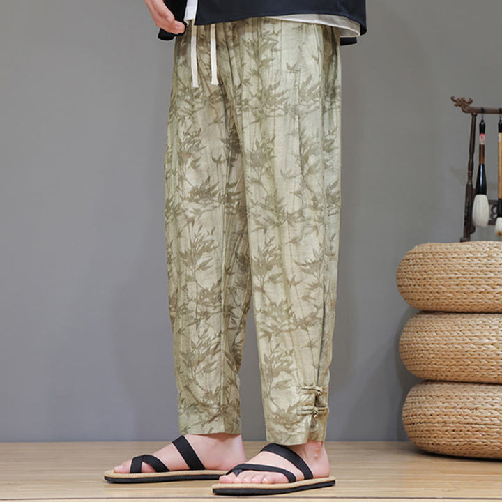 Pantaloni da uomo con coulisse e bottone alla caviglia in bambù Buddha Stones con tasche
