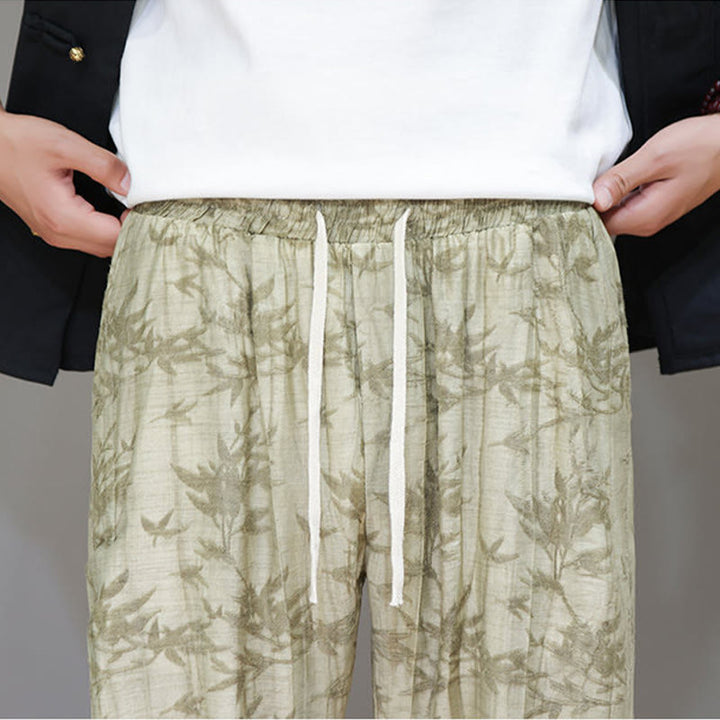 Pantaloni da uomo con coulisse e bottone alla caviglia in bambù Buddha Stones con tasche