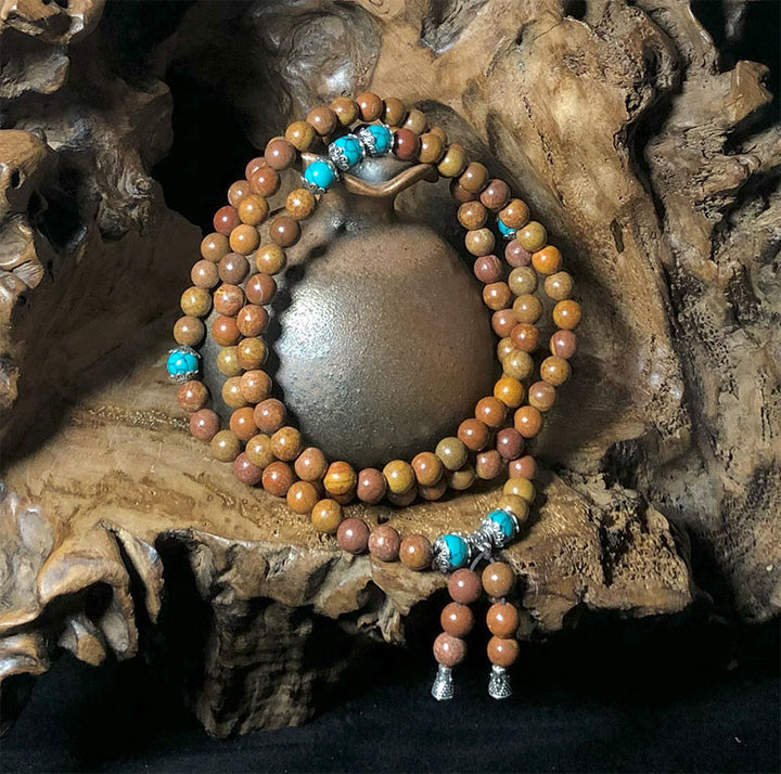 Buddha Stones 108 Mala Beads Braccialetto di guarigione in pietra bianca