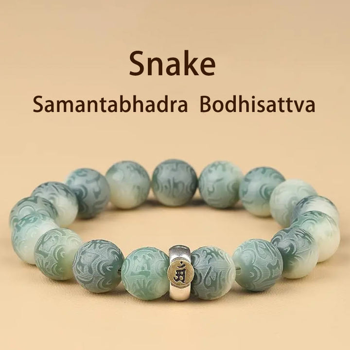Bracciale della saggezza inciso con Buddha Stones dello zodiaco cinese natale Buddha Bodhi Om Mani Padme Hum - Serpente-Samantabhadra Bodhisattva - 12 mm (circonferenza del polso 14-17 cm) - image 18