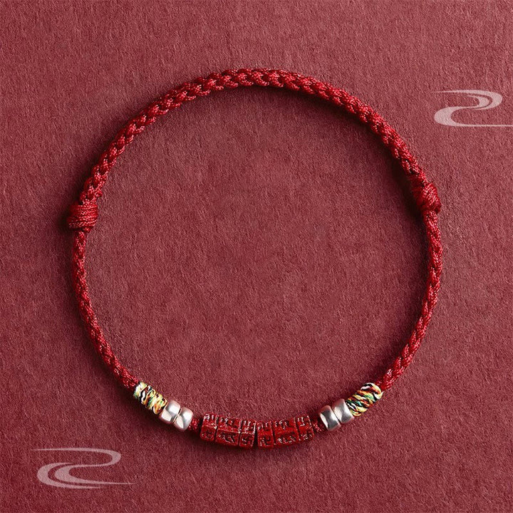 Bracciale Buddha Stones 925 Sterling Silver Om Mani Padme Hum Cinnabar Blessing Bambino Adulto