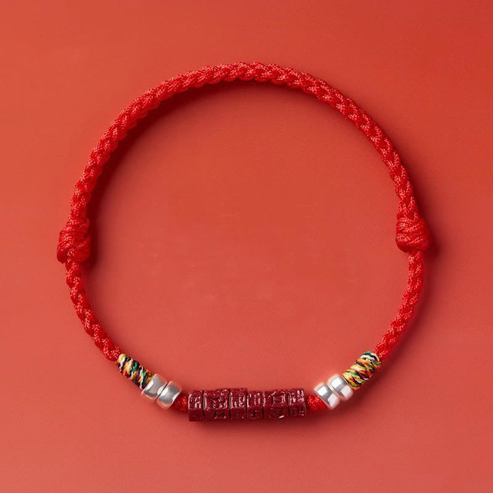 Bracciale Buddha Stones 925 Sterling Silver Om Mani Padme Hum Cinnabar Blessing Bambino Adulto
