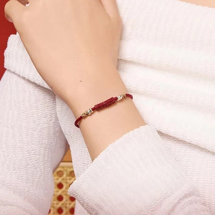 Bracciale Buddha Stones 925 Sterling Silver Om Mani Padme Hum Cinnabar Blessing Bambino Adulto