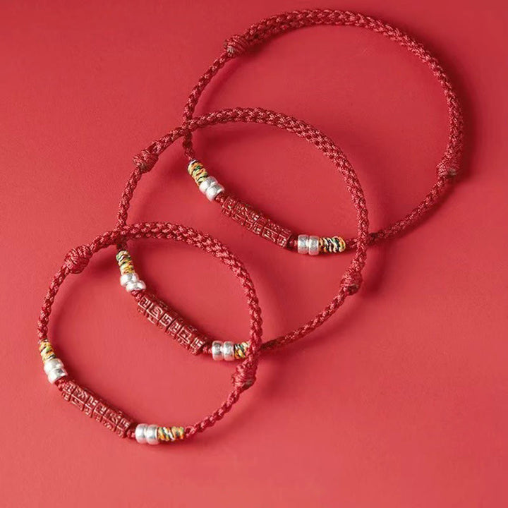 Bracciale Buddha Stones 925 Sterling Silver Om Mani Padme Hum Cinnabar Blessing Bambino Adulto
