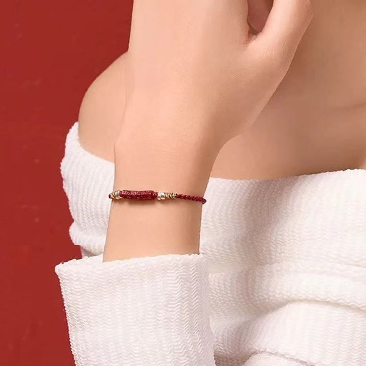 Bracciale Buddha Stones 925 Sterling Silver Om Mani Padme Hum Cinnabar Blessing Bambino Adulto