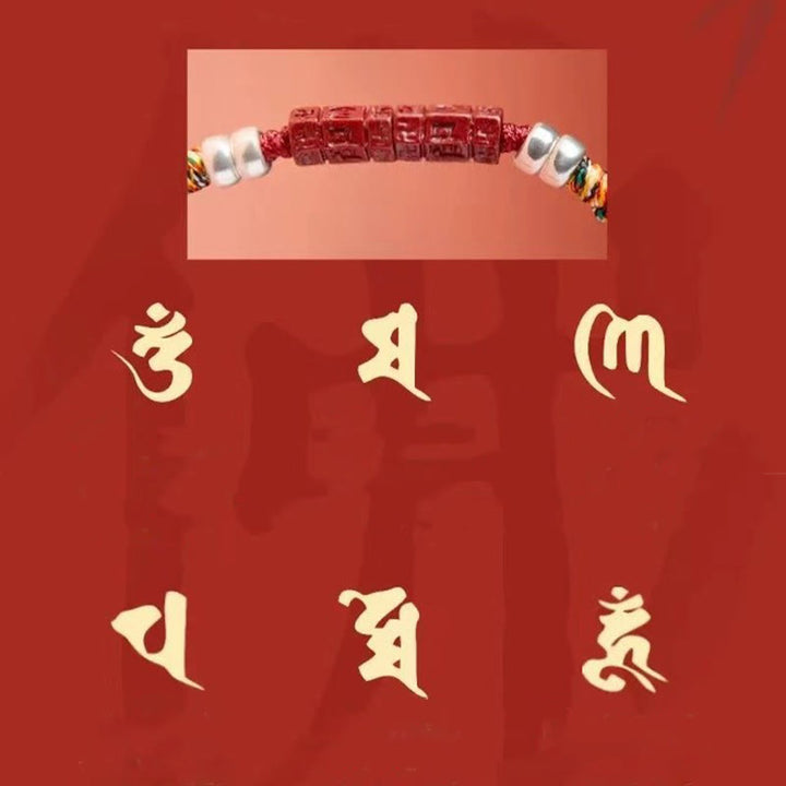 Bracciale Buddha Stones 925 Sterling Silver Om Mani Padme Hum Cinnabar Blessing Bambino Adulto