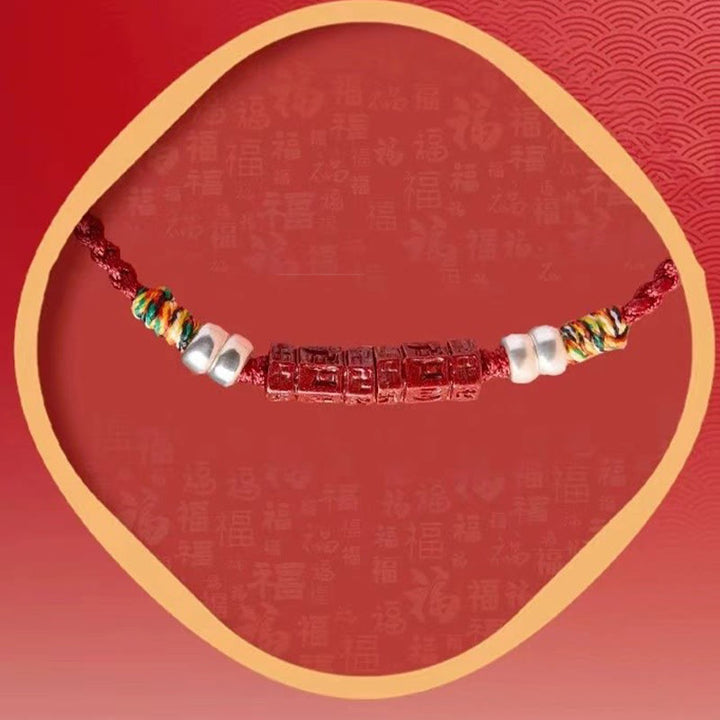 Bracciale Buddha Stones 925 Sterling Silver Om Mani Padme Hum Cinnabar Blessing Bambino Adulto