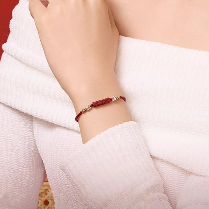 Bracciale Buddha Stones 925 Sterling Silver Om Mani Padme Hum Cinnabar Blessing Bambino Adulto