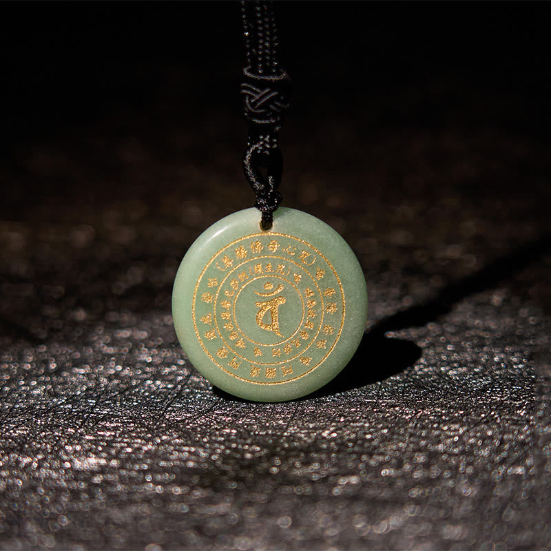Buddha Stones Vairocana Tathagata Mantra Sanscrito Vari Cristalli Ossidiana Nera Avventurina Verde Forza Collana Pendente