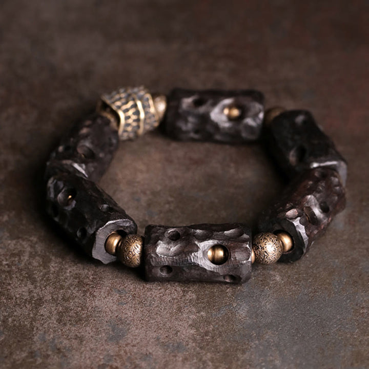 Bracciale Buddha Stones Ebano Legno Rame Ottone Calma