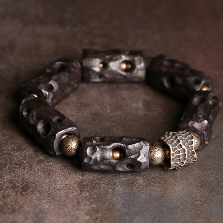 Bracciale Buddha Stones Ebano Legno Rame Ottone Calma