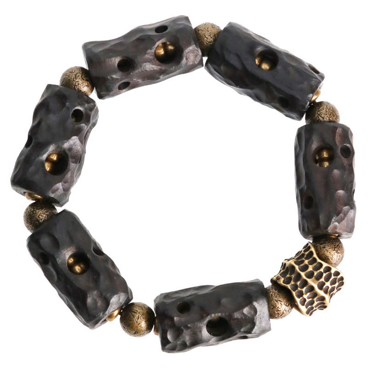 Bracciale Buddha Stones Ebano Legno Rame Ottone Calma