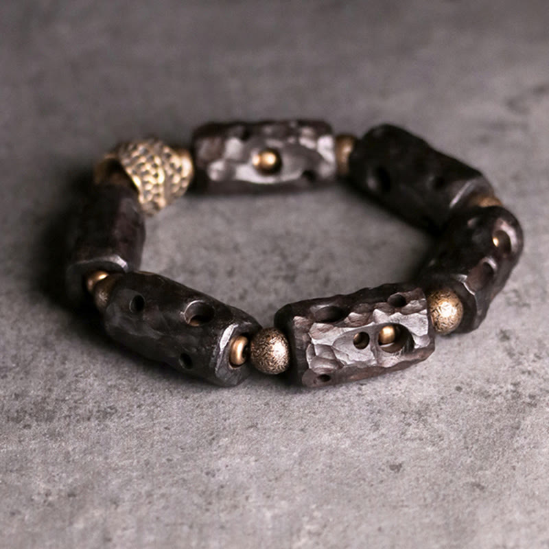 Bracciale Buddha Stones Ebano Legno Rame Ottone Calma