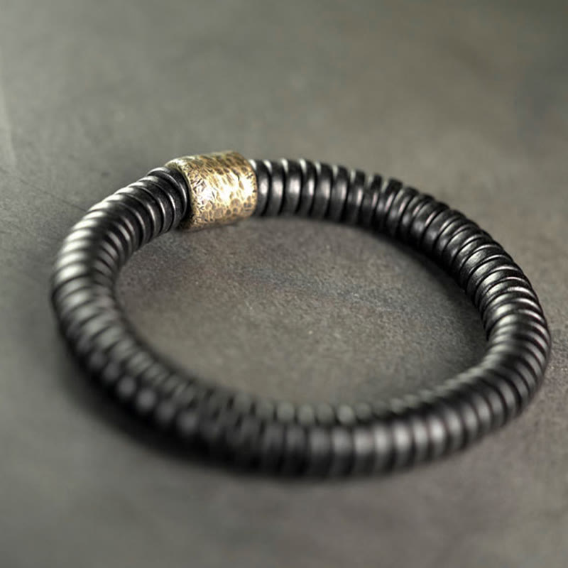 Bracciale Buddha Stones Ebano Legno Rame Ottone Calma