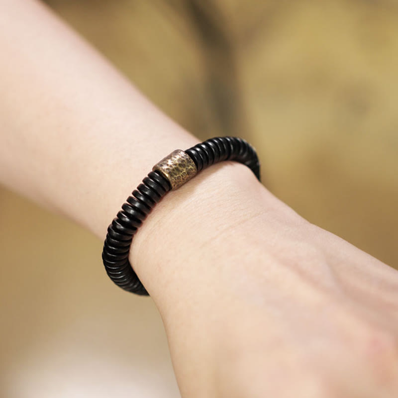 Bracciale Buddha Stones Ebano Legno Rame Ottone Calma