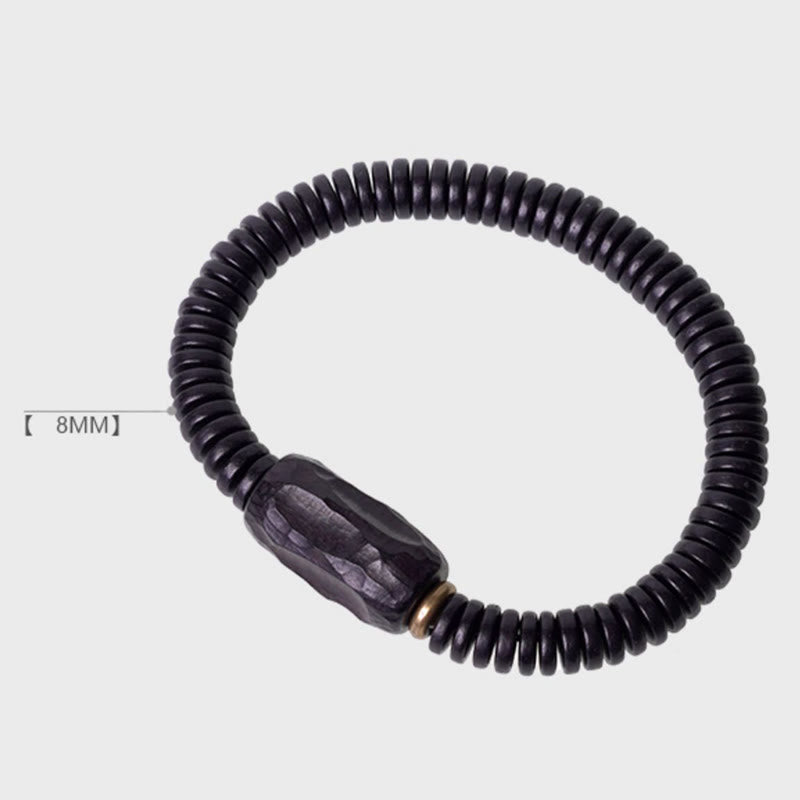 Bracciale Buddha Stones in legno di ebano, rame e ottone con fori per l'equilibrio - image 16