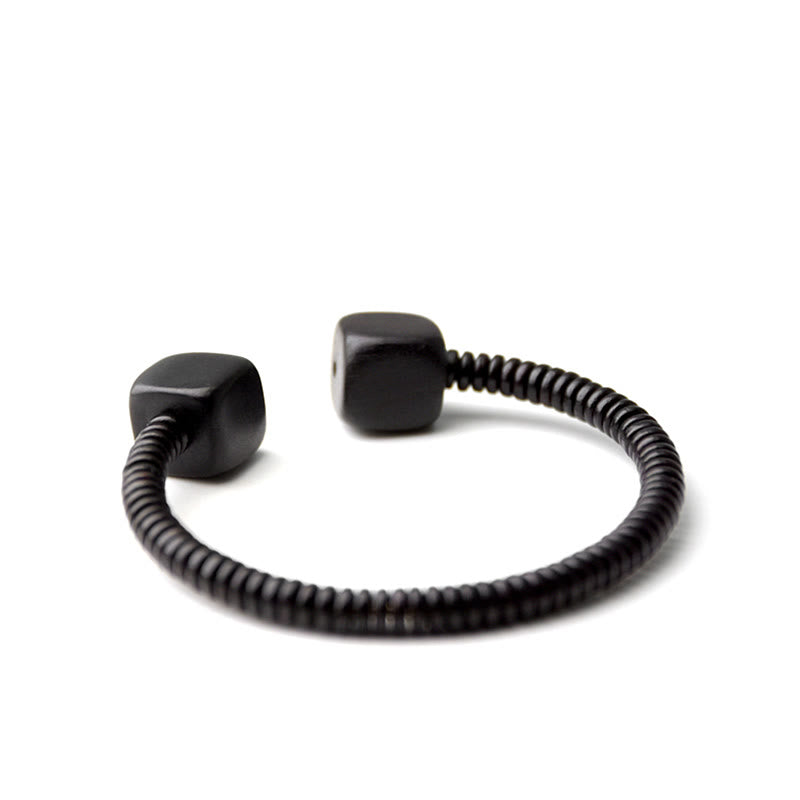 Braccialetto di equilibrio a cubo in legno di sandalo verde e legno di ebano Buddha Stones