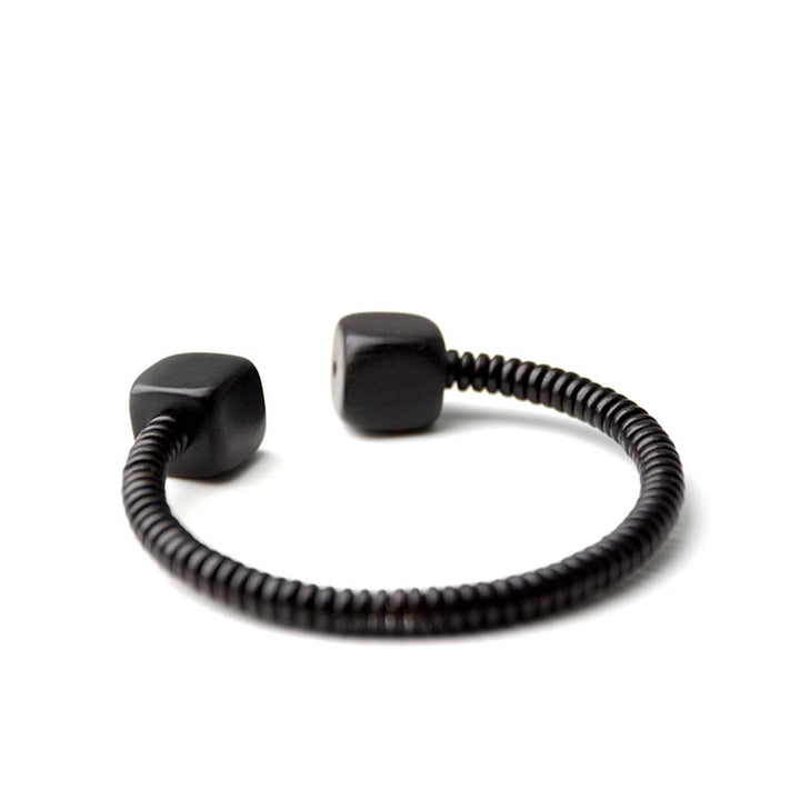 Braccialetto di equilibrio a cubo in legno di sandalo verde e legno di ebano Buddha Stones