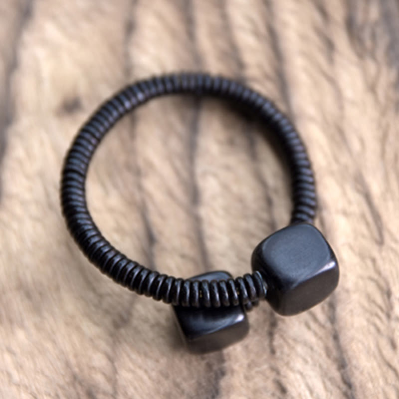 Braccialetto di equilibrio a cubo in legno di sandalo verde e legno di ebano Buddha Stones