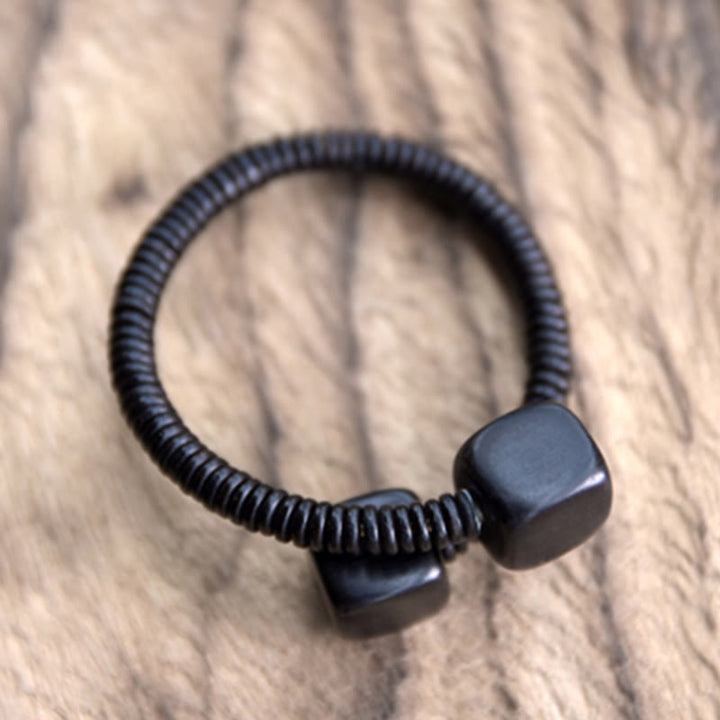 Braccialetto di equilibrio a cubo in legno di sandalo verde e legno di ebano Buddha Stones