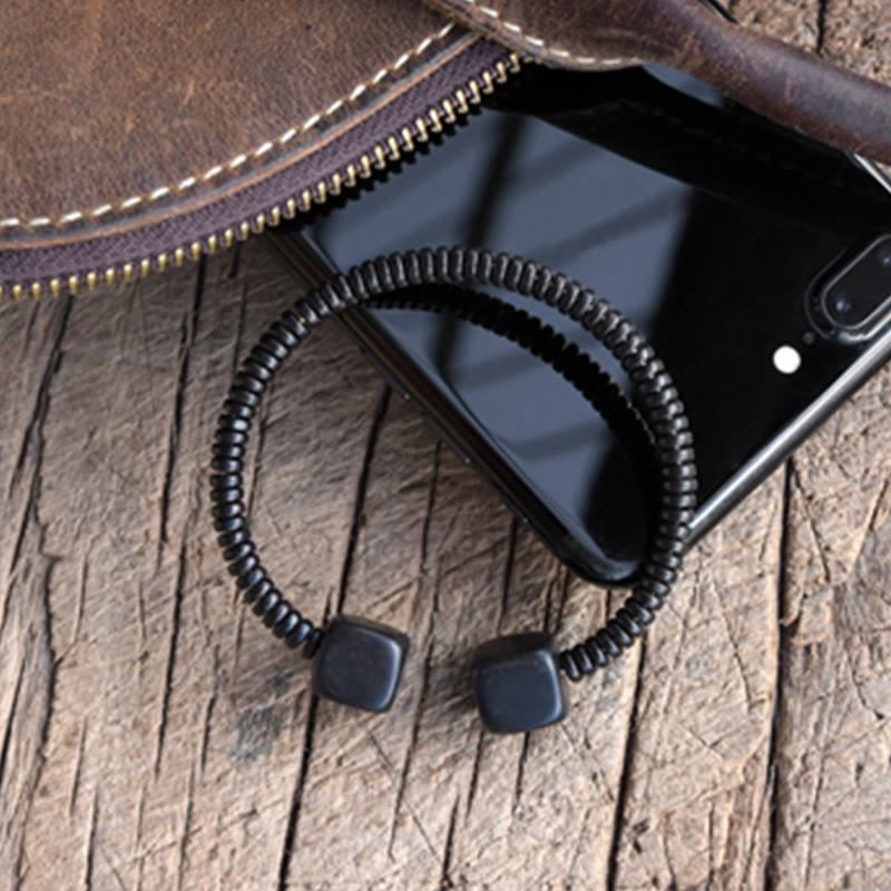 Braccialetto di equilibrio a cubo in legno di sandalo verde e legno di ebano Buddha Stones
