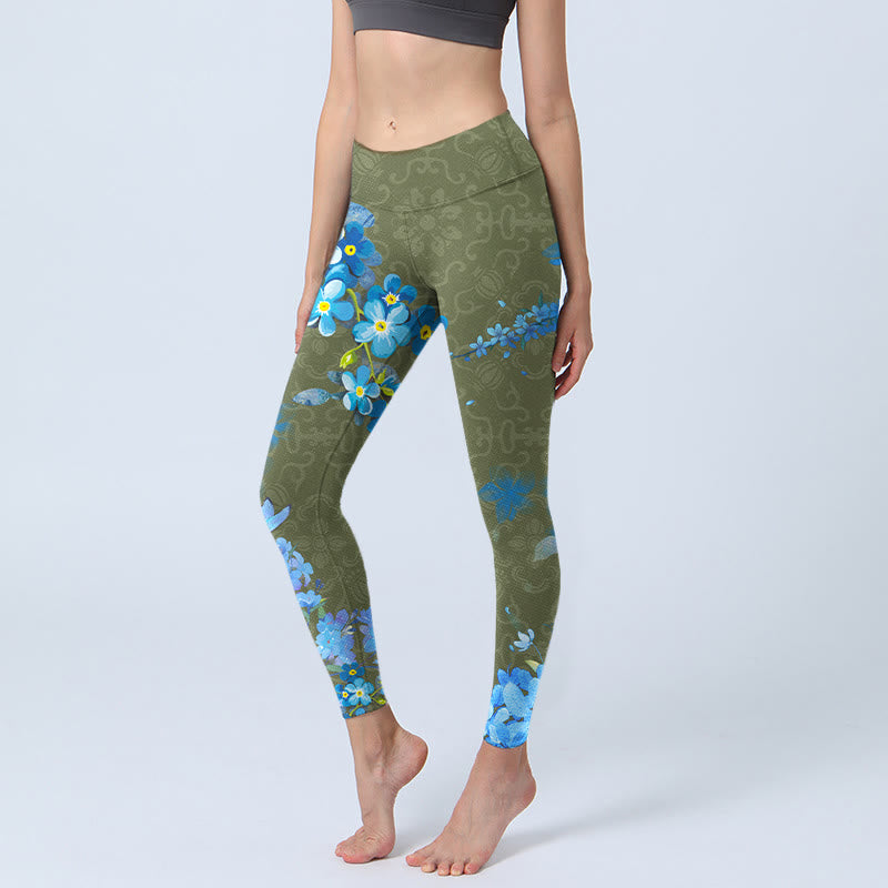 Buddha Stones da palestra con stampa di fiori blu e farfalle, pantaloni da yoga da donna - Farfalle - US18, UK/AU22, EU50 (4XL) - image 1