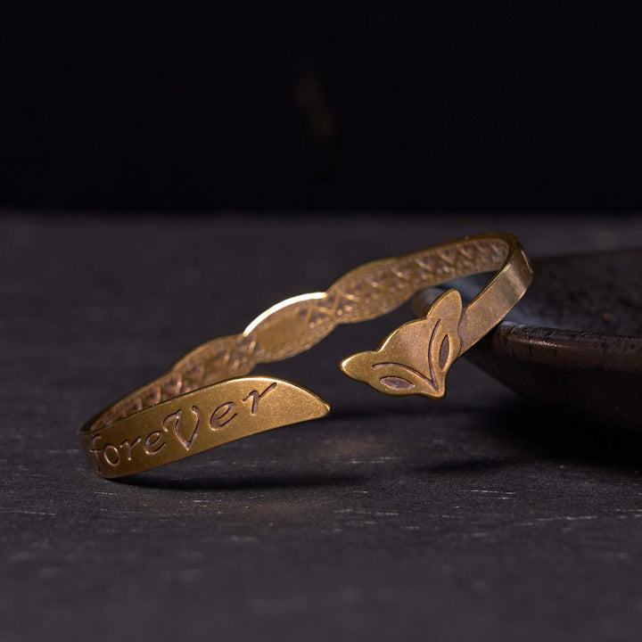 Buddha Stones Testa di volpe Rame Ottone 'Ti amo per sempre' Braccialetto portafortuna per la cura di sé