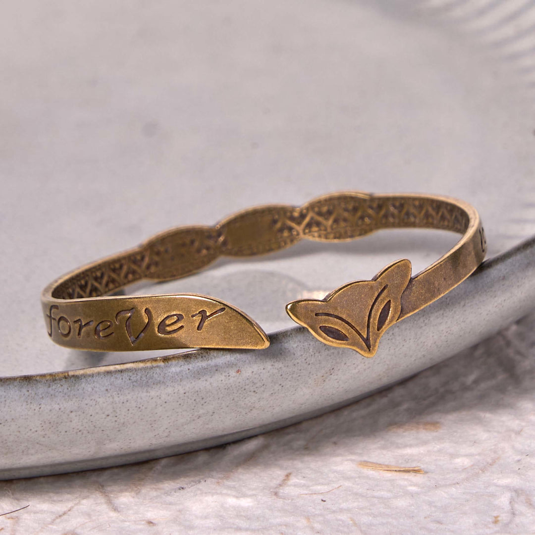 Buddha Stones Testa di volpe Rame Ottone 'Ti amo per sempre' Braccialetto portafortuna per la cura di sé