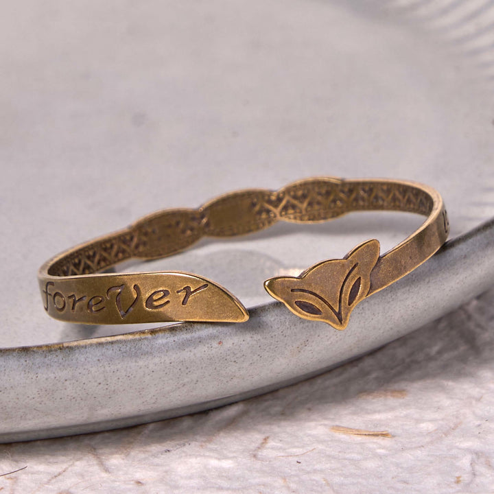 Buddha Stones Testa di volpe Rame Ottone 'Ti amo per sempre' Braccialetto portafortuna per la cura di sé