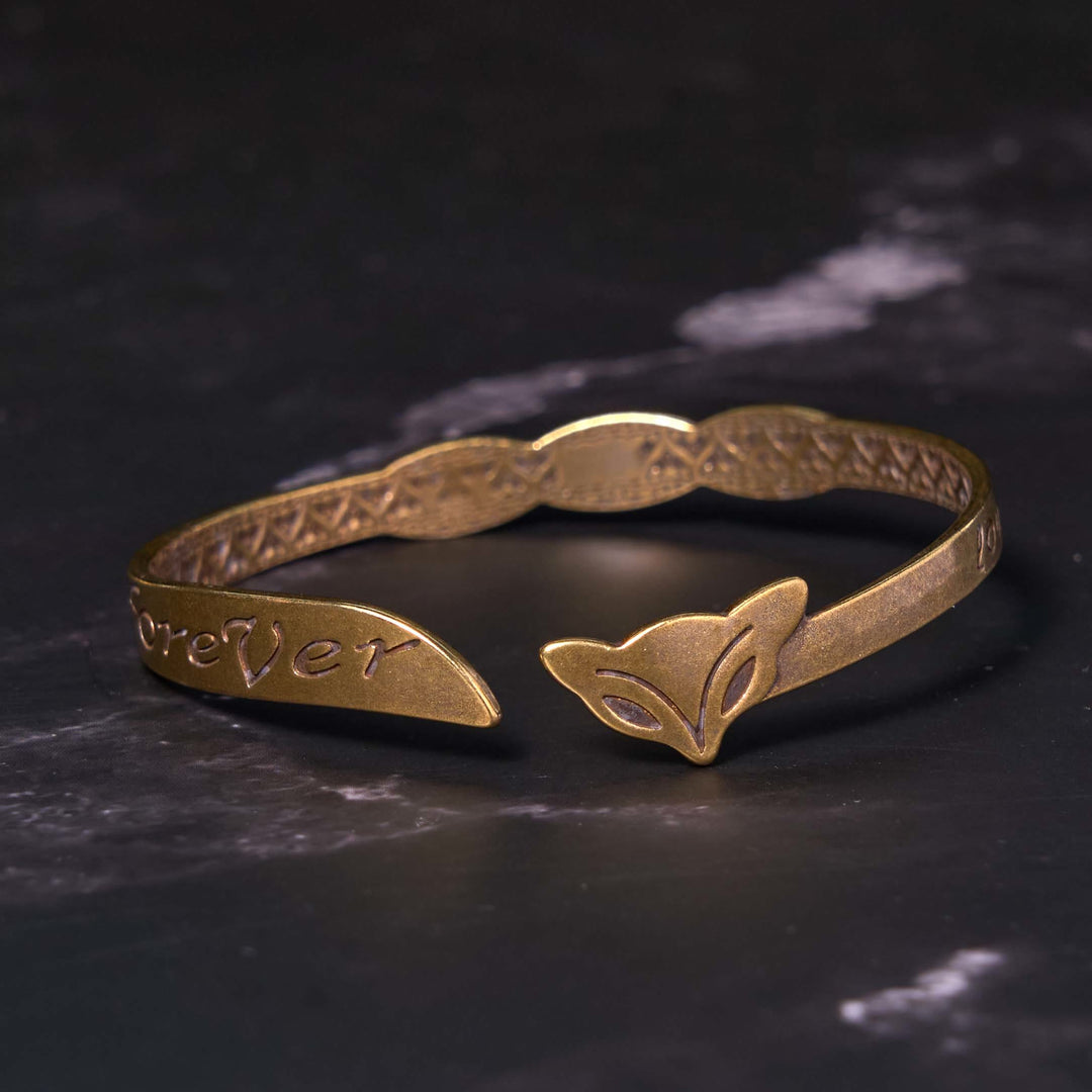 Buddha Stones Testa di volpe Rame Ottone 'Ti amo per sempre' Braccialetto portafortuna per la cura di sé