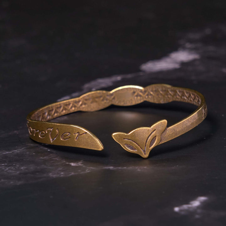 Buddha Stones Testa di volpe Rame Ottone 'Ti amo per sempre' Braccialetto portafortuna per la cura di sé