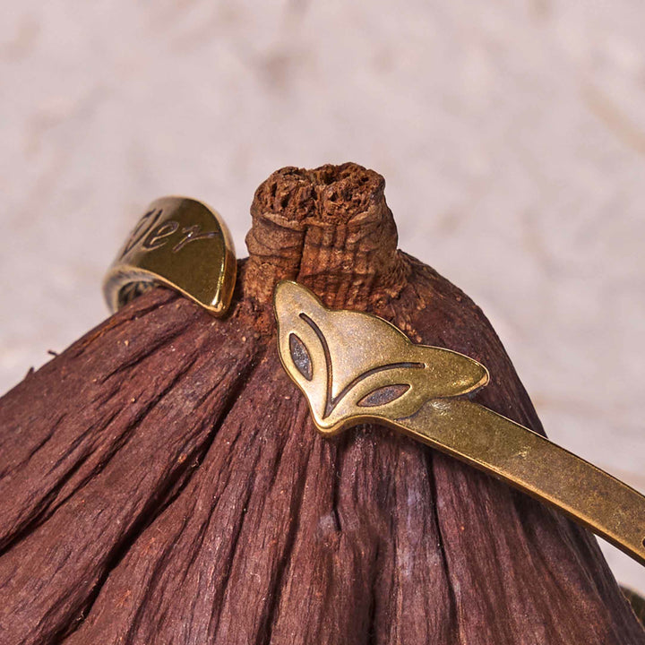 Buddha Stones Testa di volpe Rame Ottone 'Ti amo per sempre' Braccialetto portafortuna per la cura di sé