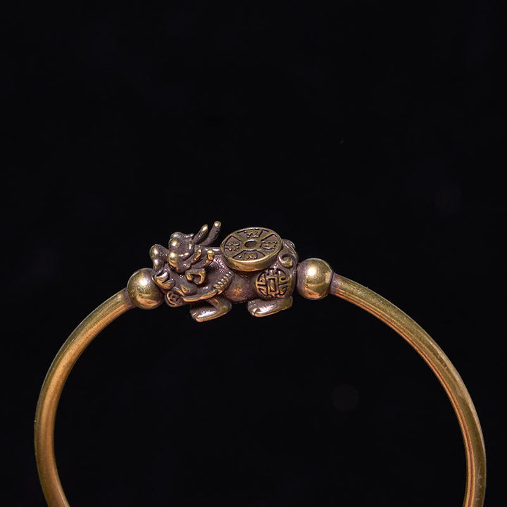 Buddha Stones Pi Xiu Portare Bussola Fu Carattere Rame Ottone Fortuna Ricchezza Braccialetto