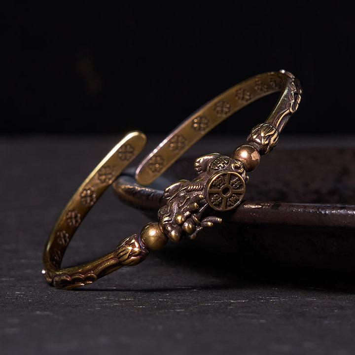 Buddha Stones Pi Xiu Porta Moneta Lingotto Rame Ottone Fortuna Ricchezza Braccialetto Braccialetto