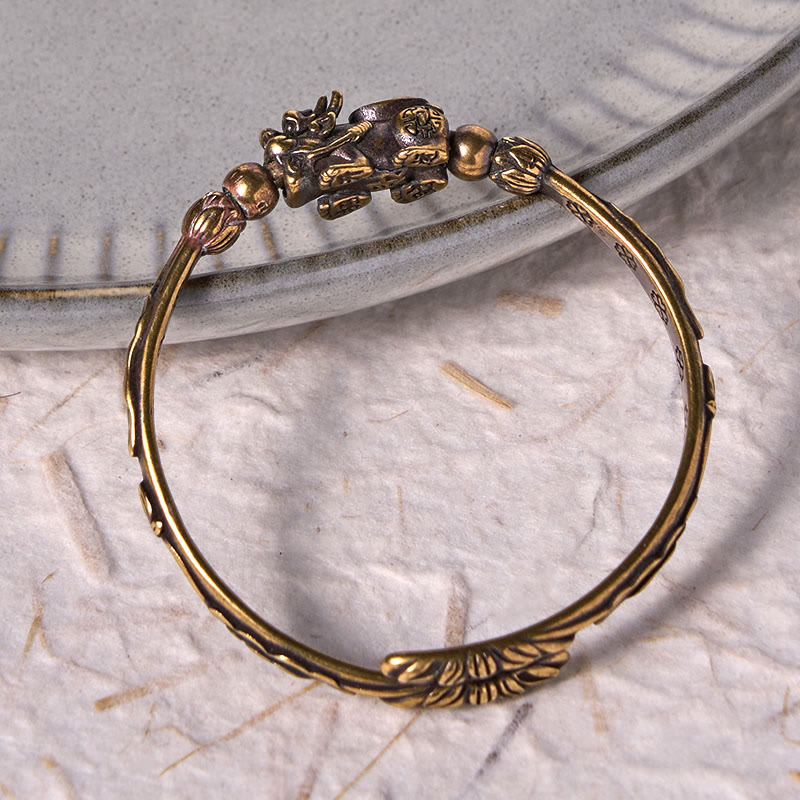 Buddha Stones Pi Xiu Porta Moneta Lingotto Rame Ottone Fortuna Ricchezza Braccialetto Braccialetto