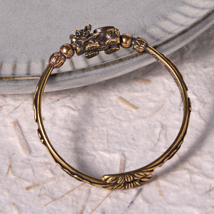 Buddha Stones Pi Xiu Porta Moneta Lingotto Rame Ottone Fortuna Ricchezza Braccialetto Braccialetto