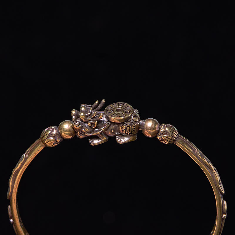 Buddha Stones Pi Xiu Porta Moneta Lingotto Rame Ottone Fortuna Ricchezza Braccialetto Braccialetto