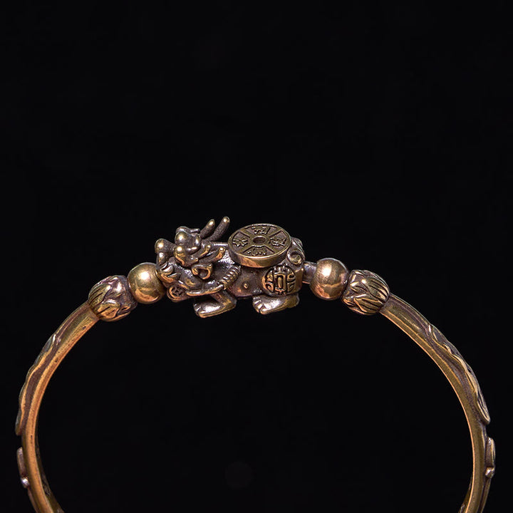 Buddha Stones Pi Xiu Porta Moneta Lingotto Rame Ottone Fortuna Ricchezza Braccialetto Braccialetto