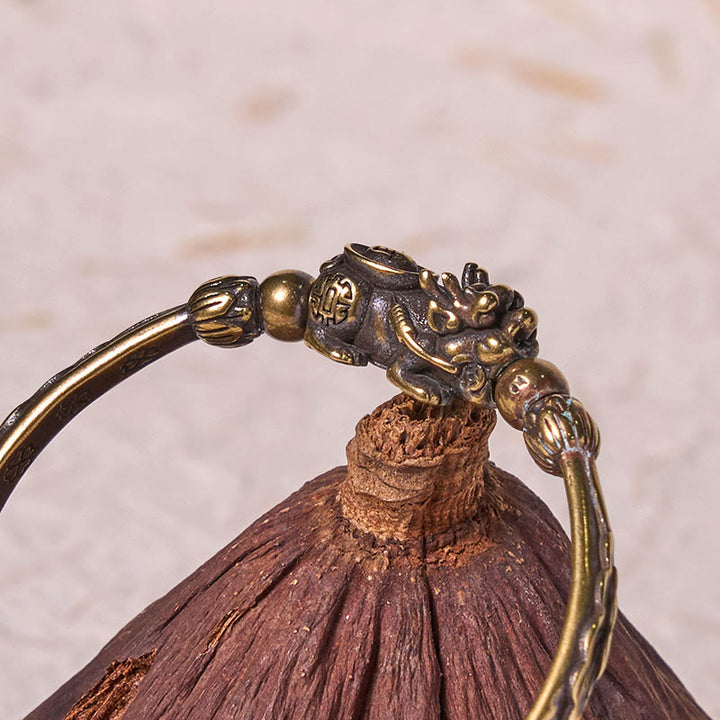 Buddha Stones Pi Xiu Porta Moneta Lingotto Rame Ottone Fortuna Ricchezza Braccialetto Braccialetto