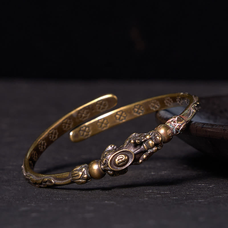 Buddha Stones Pi Xiu Porta Moneta Lingotto Rame Ottone Fortuna Ricchezza Braccialetto Braccialetto